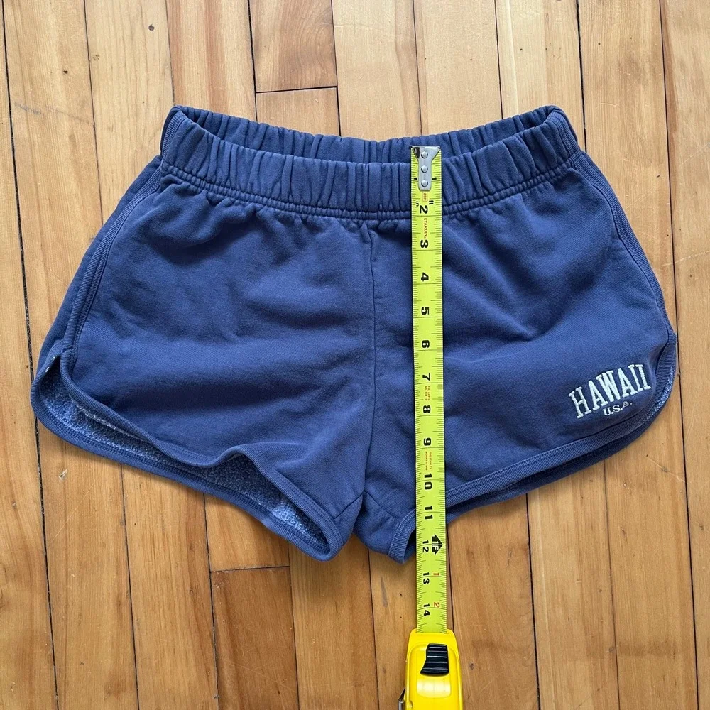 Brandy Melville Navy Blue Hawaii USA Embroidered Fleece Dolphin Shorts One Size - Picture 5 of 6